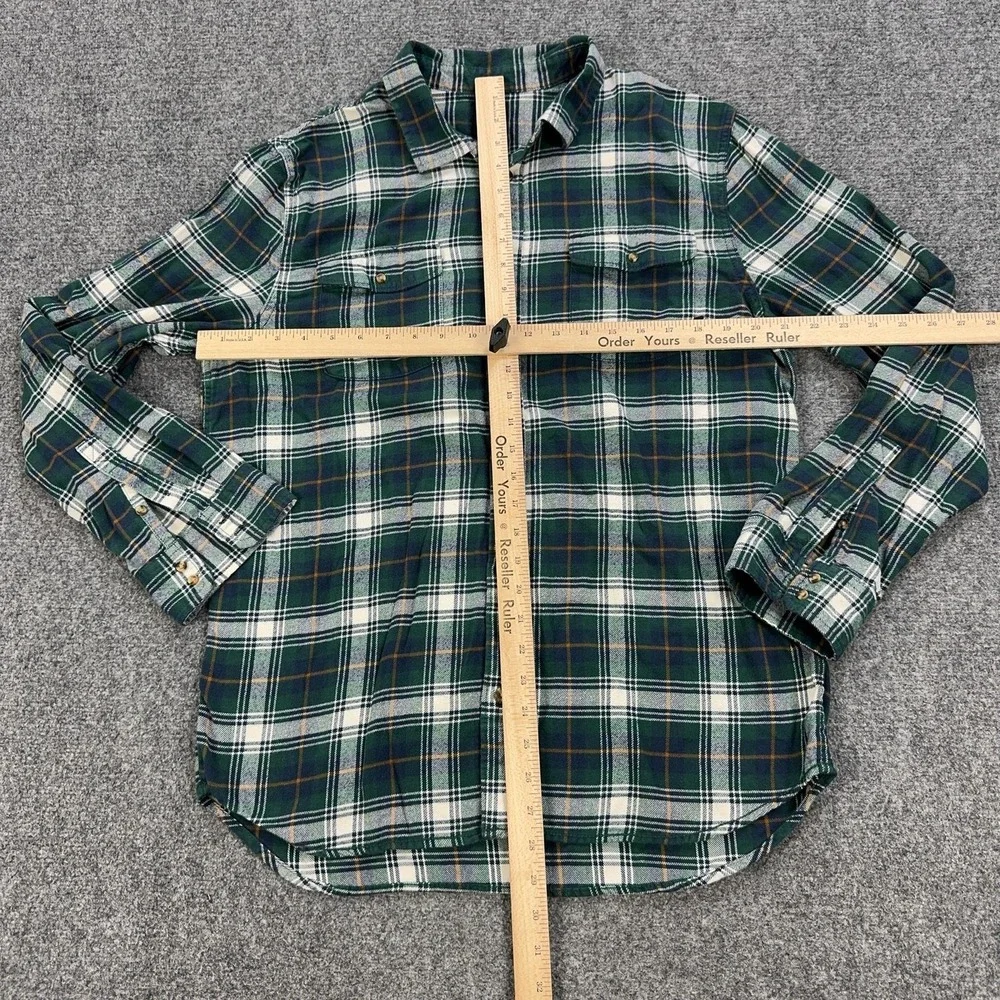 Vans Shirt Mens Large Green Plaid Long Sleeve Flannel Button Up Classic Fit